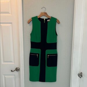 MICHAEL Michael Kors Green and Navy Color Block Mini Dress